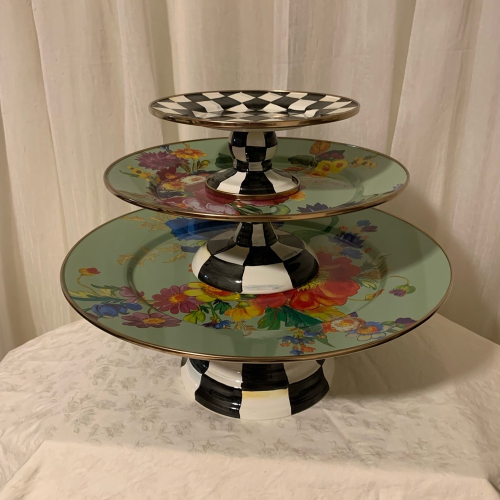 Mackenzie Childs Flower Market Pedestal Platters Set of 3